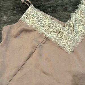 Express Lace Blush Color layering tunic spaghetti straps tank top, size: SP